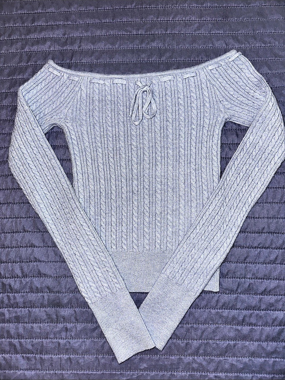 Hollister Off-the-Shoulder Cable-Knit Sweater Light blue XS